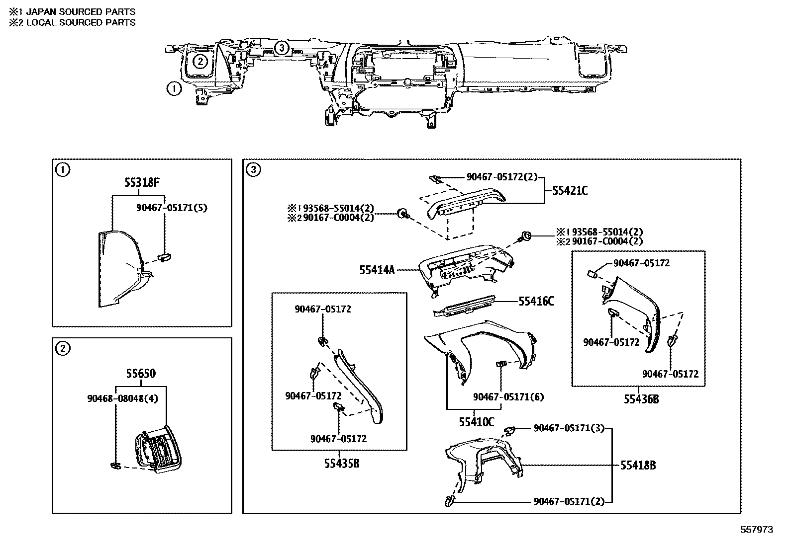 553180R060C0 Instrument Panel Side Cover, No. 2 (Applicable to Toyota bZ4X)
