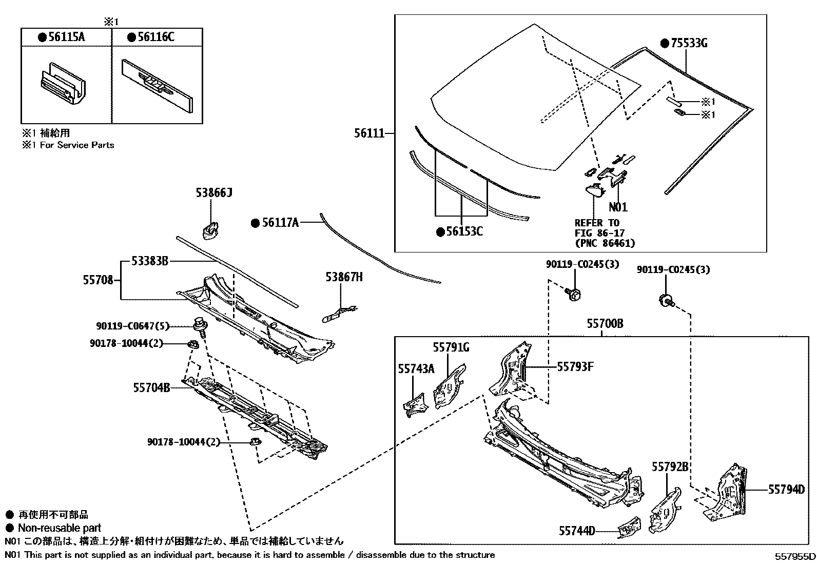 561010R750 Windshield Glass (Applicable to Toyota bZ4X)