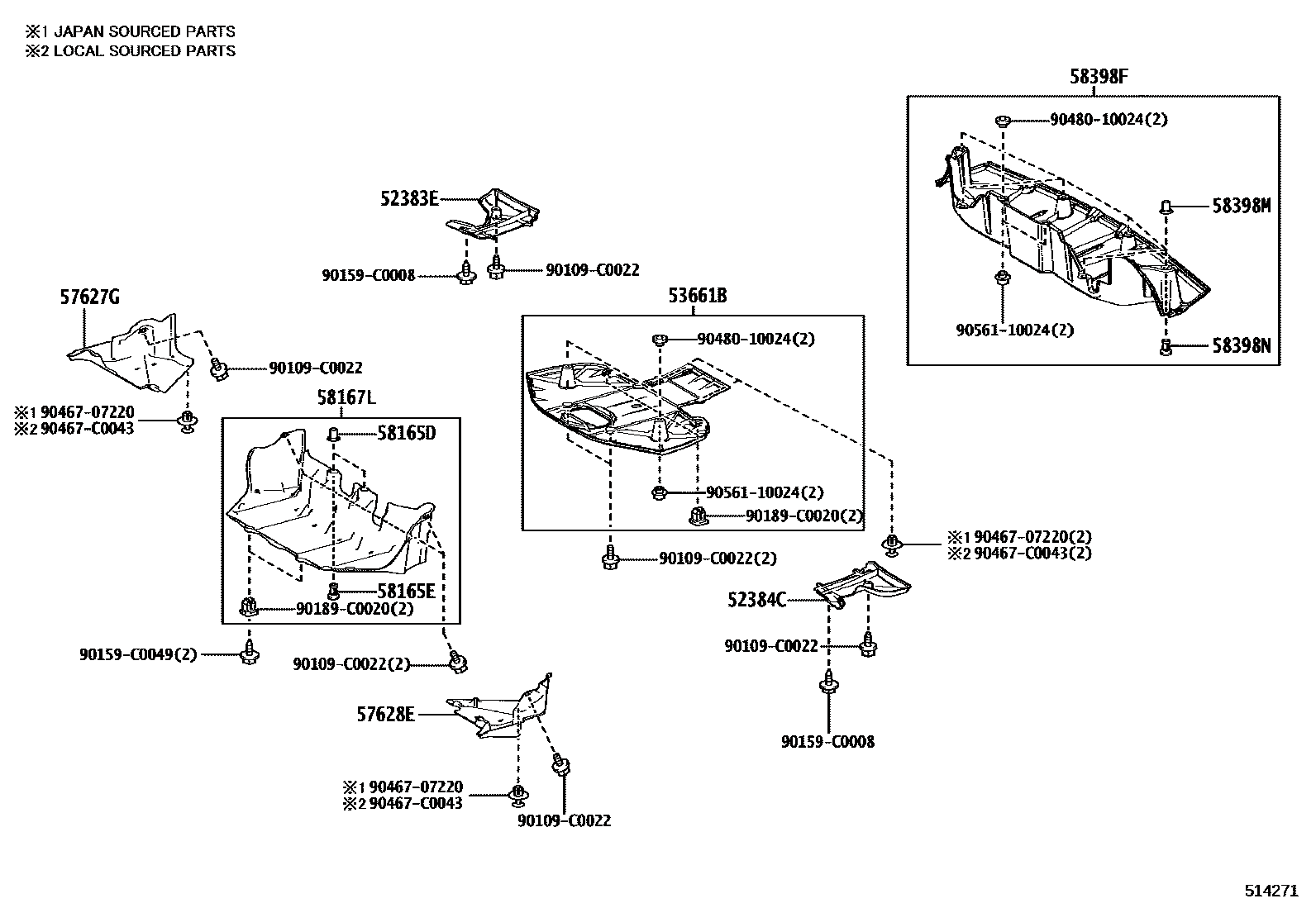 583980R140 Floor Under Cover, No. 1 (Applicable to Toyota bZ4X)