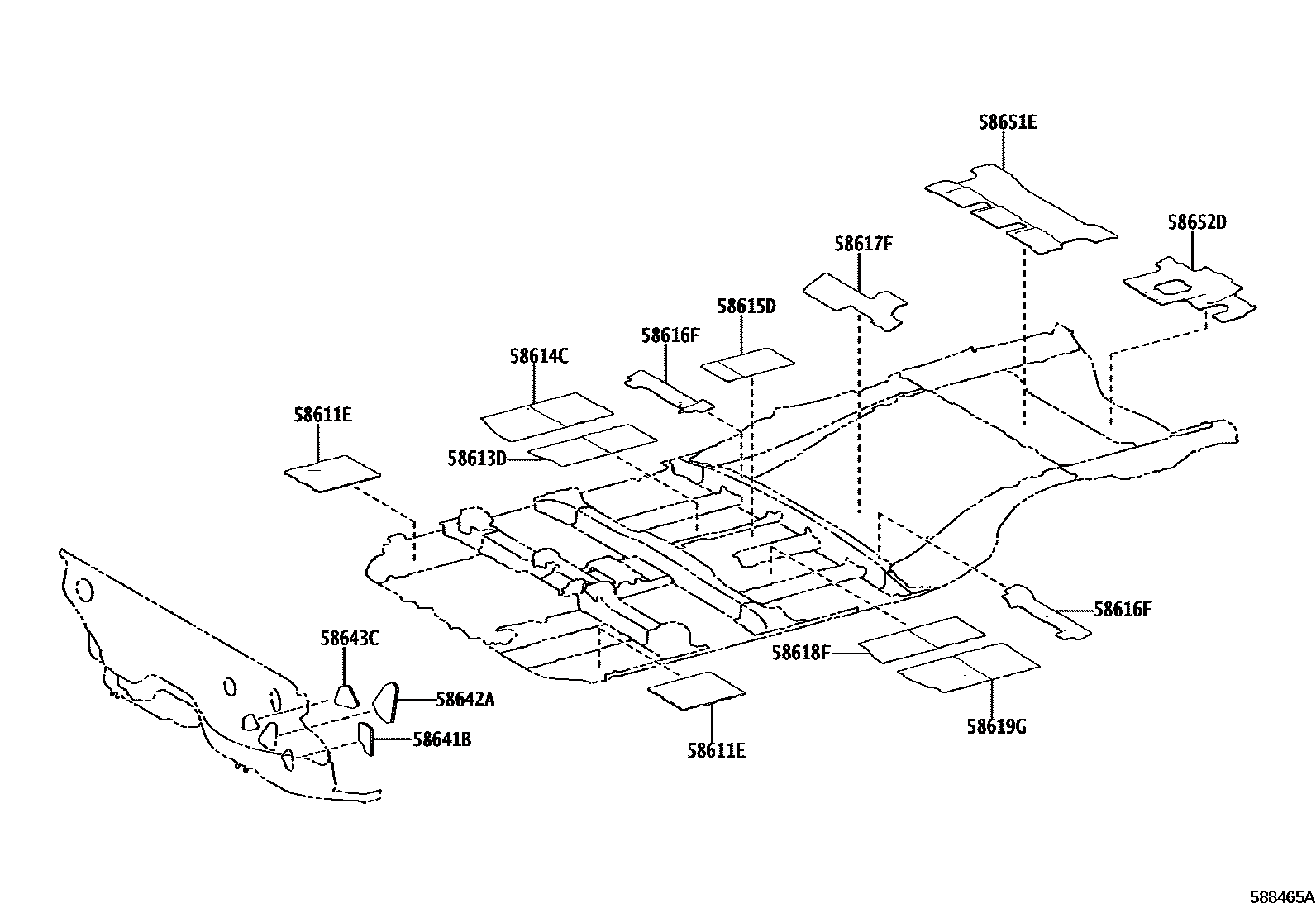 586110R050 Front Floor Silencer (Applicable to Toyota bZ4X)