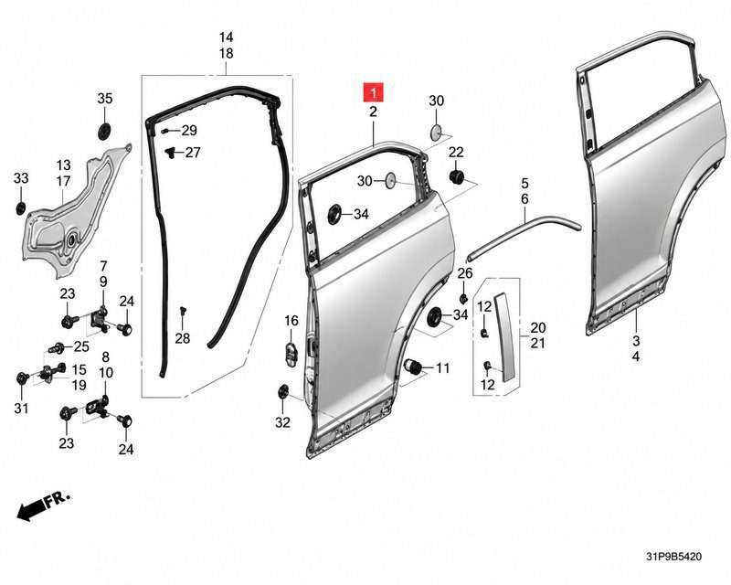 67510-31A-H00ZZ Rear Door RH (Applicable to Honda NS1)