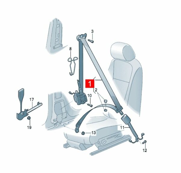 10D857705 Three-Point Seat Belt with Automatic Device and Belt Tensioner - Suitable for SAIC Volkswagen ID.3