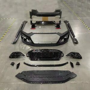 body kit includes front and rear bumper assemblies with grille tip exhaust side skirts for the Audi A5 B9 2021 upgrade to the RS5 model - JLL Auto Parts