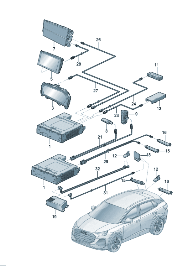 Adapter Cable for Main Display, Antenna Connection Wire, USB Connection Wire