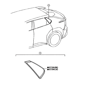 627100R140 Quarter Window Assembly RH (Applicable to Toyota bZ4X)